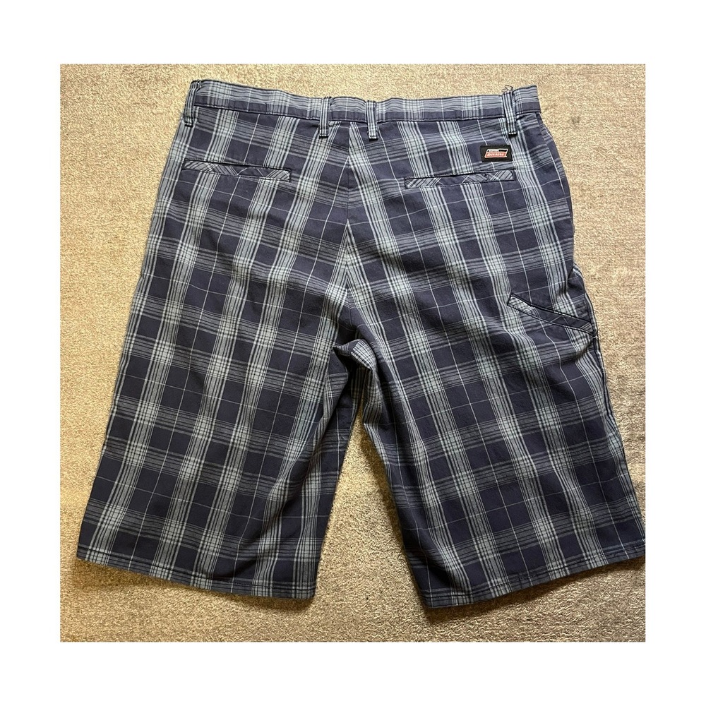 Genuine Dickies Mens Plaid Cargo Shorts Navy Blue Grey Size 36 Grunge Skater